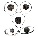 Black Flexible Metal Wavy,Spring Zig Zag,Chain and Simple Hair Band Hair Hoop Hairband Daily Use for Unisex Men Women (Design4)