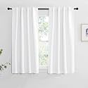 NICETOWM Window Treatment Curtain Panels - (White Color) W34 x L48, 2 Pieces, Semi Blackout Window Treatment Drape Panel for Kids Bedroom