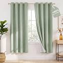 NICETOWN 100% Blackout Faux Linen Sage Green Curtains W52 x L72