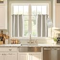NICETOWN 100% Blackout Ivory Linen Curtains for Kitchen W34 x L40