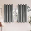 NICETOWN 100% Blackout Linen Grey Short Curtains for Cafe W52xL48