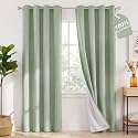 NICETOWN 100% Blackout Sage Green Living Room Curtains W52xL108