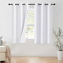 NICETOWN 100% Blackout Window Curtain Panels 40" Length, Set of 2, Snow White, 42 inches Wide, Thermal Insulated Drapes for Kitchen