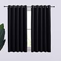 NICETOWN Bathroom Blackout Curtains and Drapes, Black Solid Thermal Insulated Grommet Blackout Drapery Panels for Window (2 Panels, 70 inches Wide by 54 inches Long, Black)