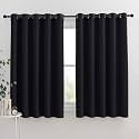 NICETOWN Bathroom Blackout Curtains and Drapes, Black Solid Thermal Insulated Grommet Blackout Drapery Panels for Window (2 Panels, 70 inches Wide by 63 inches Long, Black)