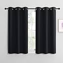 NICETOWN Bathroom Blackout Curtains and Drapes, Black Solid Thermal Insulated Grommet Blackout Drapery Panels for Window (2 Panels, 42 inches Wide by 40 inches Long, Black)