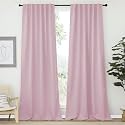 NICETOWN Bedroom Blackout Curtain Panels - (Baby Pink Color) 52 x 120 inch, 2 PCs, Insulating Energy Saving Solid Rod Pocket Blackout Drapes for Hall, Villa