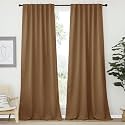 NICETOWN Bedroom Blackout Curtain Panels - (Gold Brown Color) 52 x 108 Inch, 2 PCs, Insulating Energy Saving Solid Rod Pocket Blackout Drapes for Hall, Villa