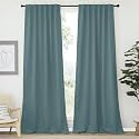NICETOWN Bedroom Blackout Curtain Panels - (Greyish Blue Color) 52 x 120 inch, 2 PCs, Insulating Energy Saving Solid Rod Pocket Blackout Drapes for Hall, Villa