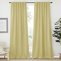 NICETOWN Bedroom Blackout Curtain Panels - (Paler Yellow Color) 52 x 108 Inch, 2 PCs, Insulating Energy Saving Solid Rod Pocket Blackout Drapes for Hall, Villa