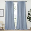 NICETOWN Bedroom Blackout Curtain Panels - (Vintage Blue Color) 52 x 108 Inch, 2 PCs, Insulating Energy Saving Solid Rod Pocket Blackout Drapes for Hall, Villa