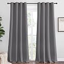 NICETOWN Bedroom Blackout Curtains Panels, 1 Pair, 52 inches by 92 Inch, Grey, Triple Weave Energy Saving Thermal Insulated Solid Grommet Blackout Draperies for Patio
