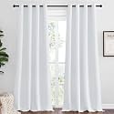 NICETOWN Bedroom Blackout Curtains Panels, 1 Pair, 52 inches by 92 Inch, Greyish White, Triple Weave Energy Saving Thermal Insulated Solid Grommet Blackout Draperies for Patio