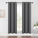 NICETOWN Bedroom Blackout Draperies Panels, Three Pass Microfiber Noise Reducing Thermal Insulated Solid Ring Top Window Curtains (Two Panels, 42 x 72 Inch, Gray)