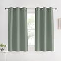 NICETOWN Bedroom Curtain Panels Blackout Draperies, 1 Pair, 42 by 60 inches, Greyish Green, Thermal Insulated Solid Grommet Blackout Curtains/Drapes