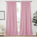 NICETOWN Bedroom Curtains Blackout Curtain Panels - (Rouge Pink Color) 52x95 Inch, 2 PCs, Insulating Energy Saving Solid Rod Pocket Blackout Drapes