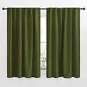 NICETOWN Bedroom Curtains Blackout Draperies Panels - (Olive Green) 52 inches x 54 inches, Double Panels, Thermal Insulated Rod Pocket/Back Tab Blackout Curtains for Christmas Window