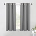 NICETOWN Bedroom Curtains Blackout Drapery Panels, Three Pass Microfiber Thermal Insulated Solid Ring Top Blackout Window Curtains / Drapes for Small Window (2 Panels, W42" X L54", Silver Grey)