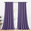 NICETOWN Bedroom Curtains Blackout Drapery Panels, 2 Panels, 70 x 108 inches, Lilac Purple, Three Pass Microfiber Thermal Insulated Solid Ring Top Blackout Window Curtains/Drapes