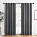 NICETOWN Bedroom Curtains Blackout Drapery Panels, Three Pass Microfiber Thermal Insulated Solid Ring Top Blackout Window Curtains/Drapes (Two Panels, 60 x 84 inches, Gray)