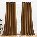 NICETOWN Bedroom Curtains Blackout Drapery Panels, 2 Panels, 70 x 108 inches, Gold Brown, Three Pass Microfiber Thermal Insulated Solid Ring Top Blackout Window Curtains/Drapes