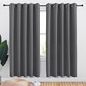 NICETOWN Bedroom Curtains Blackout Drapery Panels, Three Pass Microfiber Thermal Insulated Solid Ring Top Blackout Window Curtains/Drapes (Two Panels, 70 x 72 inches, Gray)