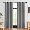 NICETOWN Bedroom Curtains Blackout Drapery Panels, 2 Panels, 42 x 80 inches, Silver Grey, Three Pass Microfiber Thermal Insulated Solid Ring Top Blackout Window Curtains/Drapes