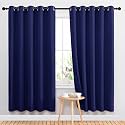 NICETOWN Bedroom Curtains Blackout Drapery Panels, 2 Panels, 70 x 72 inches, Royal Blue, Three Pass Microfiber Thermal Insulated Solid Ring Top Blackout Window Curtains/Drapes