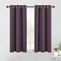 NICETOWN Bedroom Curtains Blackout Drapery Panels, 2 Panels, 42 x 54 Inch, Plum, Three Pass Microfiber Thermal Insulated Solid Ring Top Blackout Window Curtains/Drapes