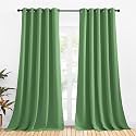 NICETOWN Bedroom Curtains Blackout Drapery Panels, 2 Panels, 70 x 108 inches, Forest Green, Three Pass Microfiber Thermal Insulated Solid Ring Top Blackout Window Curtains/Drapes