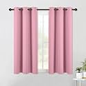 NICETOWN Bedroom Curtains Blackout Drapery Panels, 2 Panels, 42 x 54 Inch, Rouge Pink, 3 Pass Microfiber Thermal Insulated Solid Ring Top Blackout Window Curtains/Drapes