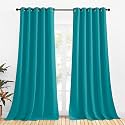 NICETOWN Bedroom Curtains Blackout Drapery Panels, 2 Panels, 70 x 108 inches, Peacock Teal, Three Pass Microfiber Thermal Insulated Solid Ring Top Blackout Window Curtains/Drapes