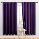 NICETOWN Bedroom Curtains Blackout Drapery Panels, 2 Panels, 70 x 72 inches, Royal Purple, Three Pass Microfiber Thermal Insulated Solid Ring Top Blackout Window Curtains/Drapes