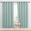 NICETOWN Bedroom Curtains Blackout Drapery Panels, 2 Panels, 70 x 72 inches, Aqua, Three Pass Microfiber Thermal Insulated Solid Ring Top Blackout Window Curtains/Drapes