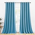 NICETOWN Bedroom Curtains Blackout Drapery Panels, 2 Panels, 70 x 108 inches, Teal Blue, Three Pass Microfiber Thermal Insulated Solid Ring Top Blackout Window Curtains/Drapes