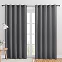 NICETOWN Bedroom Curtains Blackout Drapery Panels, Three Pass Microfiber Thermal Insulated Solid Ring Top Blackout Window Curtains/Drapes (Two Panels, 70 x 84 inches, Gray)