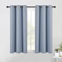NICETOWN Bedroom Curtains Blackout Drapery Panels, 2 Panels, 42 x 54 Inch, Vintage Blue, 3 Pass Microfiber Thermal Insulated Solid Ring Top Blackout Window Curtains/Drapes