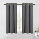 NICETOWN Bedroom Curtains Blackout Drapery Panels, Three Pass Microfiber Thermal Insulated Solid Ring Top Blackout Window Curtains/Drapes (Two Panels, 42 x 54 Inch, Gray)
