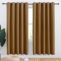 NICETOWN Bedroom Curtains Blackout Drapery Panels, 2 Panels, 70 x 72 inches, Gold Brown, Three Pass Microfiber Thermal Insulated Solid Ring Top Blackout Window Curtains/Drapes