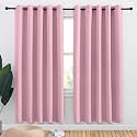 NICETOWN Bedroom Curtains Blackout Drapery Panels, 2 Panels, 70 x 72 inches, Rouge Pink, Three Pass Microfiber Thermal Insulated Solid Ring Top Blackout Window Curtains/Drapes
