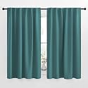 NICETOWN Bedroom Curtains Blackout Panels - (Sea Teal) 52 inches x 63 inches, Double Panels, Thermal Insulated Rod Pocket/Back Tab Blackout Curtains for Dining Room Window