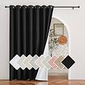 NICETOWN Black 100% Blackout Linen Insulated Patio Curtain 95 inch Long