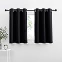 NICETOWN Black Small Window Curtains for Cafe Kitchen Laundry, 42 W x 36 L