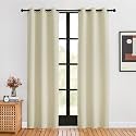 NICETOWN Blackout Beige Curtains 80 inch Long for Bedroom, Set of 2, W34 x L80, Thermal Insulated Solid Grommet Vertical Drapes Room Darkening Drapes for Living Room