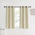 NICETOWN Blackout Beige Curtains and Drapes, Beigs, Set of 2, W34 x L40, Window Treatment Thermal Insulated Solid Grommet Blackout Draperies for Kitchen/Cafe