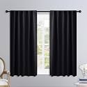 NICETOWN Blackout Curtain Blinds Window Panels - (Black Color) W42 x L30, Double Panels, Thermal Insulated Blackout Draperies for Living Room