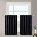 NICETOWN Blackout Curtain Blinds Window Panels - (Black Color) W29 x L36, Double Panels, Thermal Insulated Blackout Draperies for Living Room