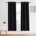 NICETOWN Blackout Curtain Panels 70 inches Length, Set of 2, 34 inches Wide, Black, Light Reducing Thermal Insulated Solid Grommet Room Darkening for Bedroom/Night Shift