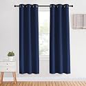 NICETOWN Blackout Curtain Panels 70, Navy, 1 Pair, 34 inch, Window Treatment Energy Saving Thermal Insulated Solid Grommet Blackout Drapes for Living Room