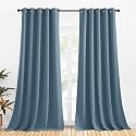 NICETOWN Blackout Curtain Panels for Bedroom, 2 Panels, W70 x L95-inch, Smoky Blue, Thermal Insulated Grommet Top Blackout Draperies and Drapes for Basement